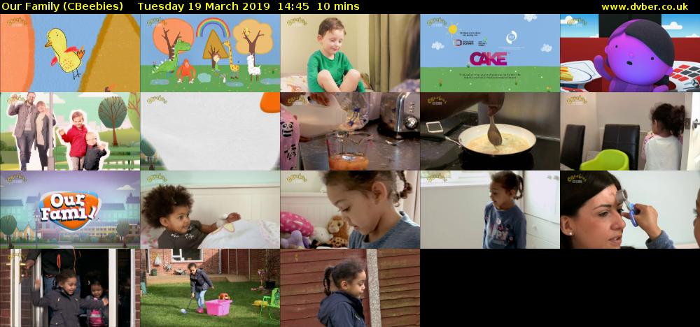 Our Family (CBeebies) Tuesday 19 March 2019 14:45 - 14:55