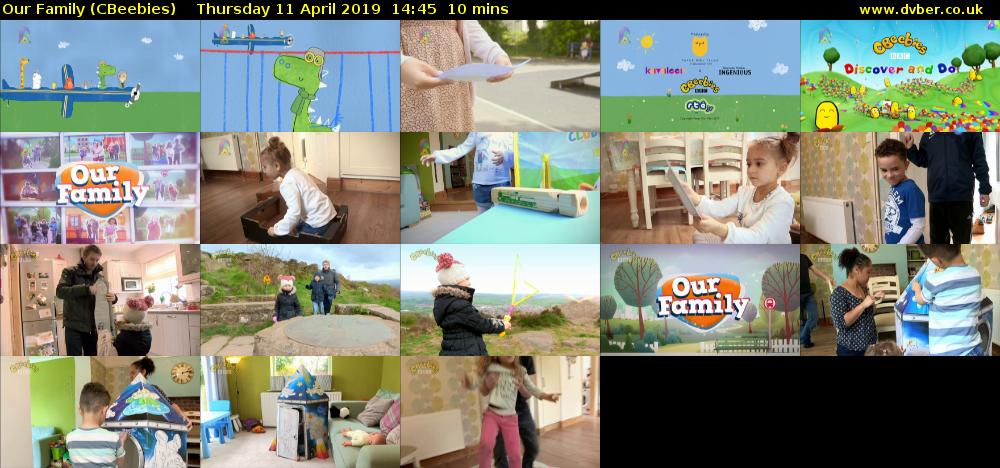 Our Family (CBeebies) Thursday 11 April 2019 14:45 - 14:55