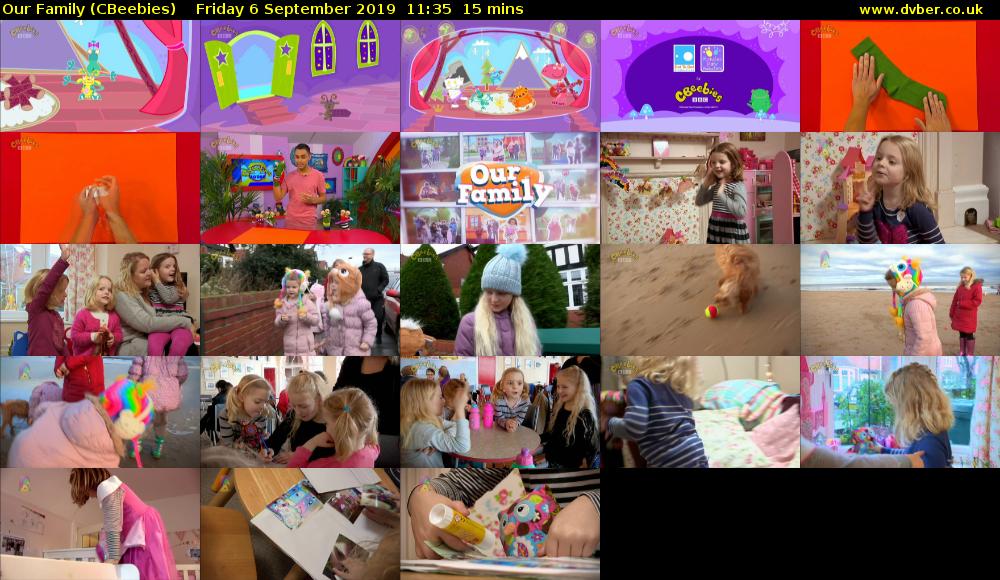 Our Family (CBeebies) Friday 6 September 2019 11:35 - 11:50
