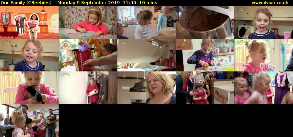 Our Family (CBeebies) Monday 9 September 2019 11:40 - 11:50