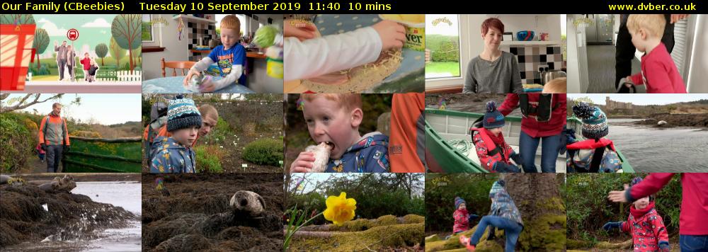 Our Family (CBeebies) Tuesday 10 September 2019 11:40 - 11:50