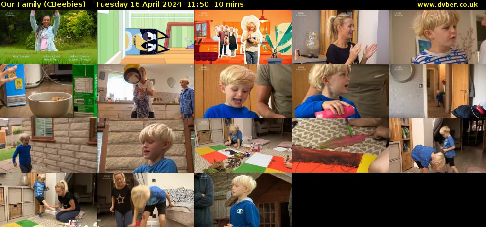 Our Family (CBeebies) Tuesday 16 April 2024 11:50 - 12:00