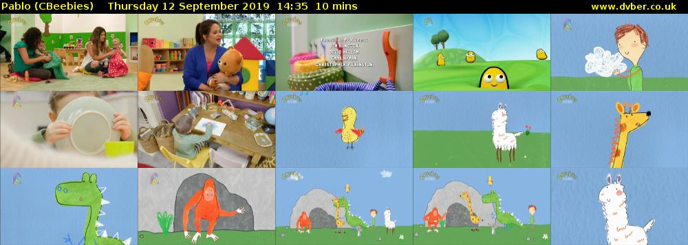 Pablo (CBeebies) Thursday 12 September 2019 14:35 - 14:45