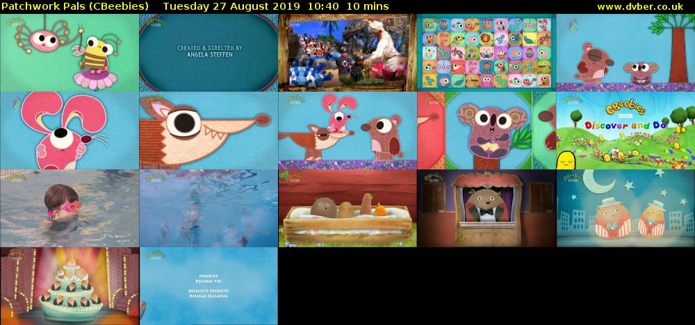 Patchwork Pals (CBeebies) Tuesday 27 August 2019 10:40 - 10:50