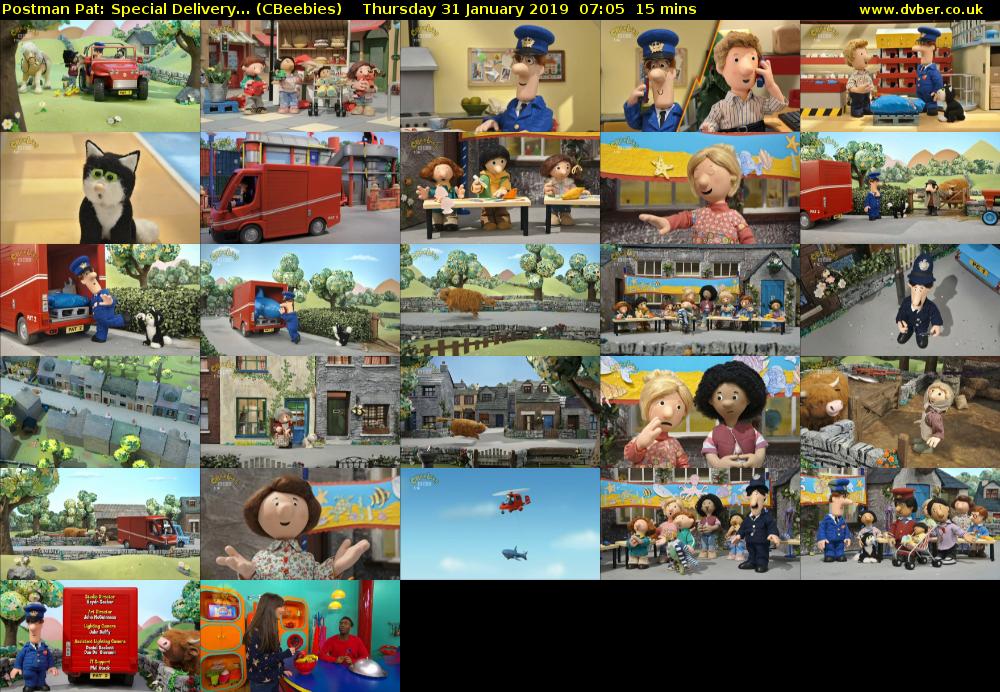 Postman Pat: Special Delivery... (CBeebies) Thursday 31 January 2019 07:05 - 07:20