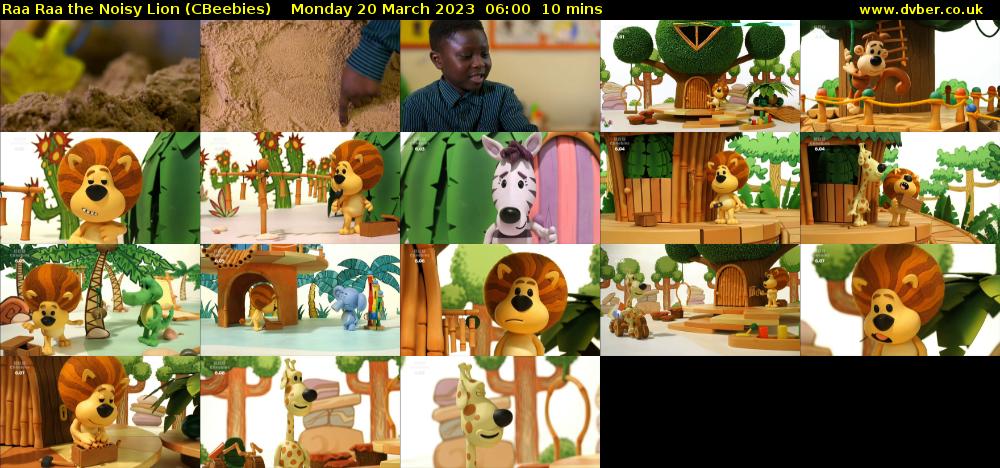Raa Raa the Noisy Lion (CBeebies) Monday 20 March 2023 06:00 - 06:10