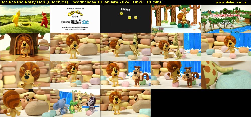 Raa Raa the Noisy Lion (CBeebies) Wednesday 17 January 2024 14:20 - 14:30