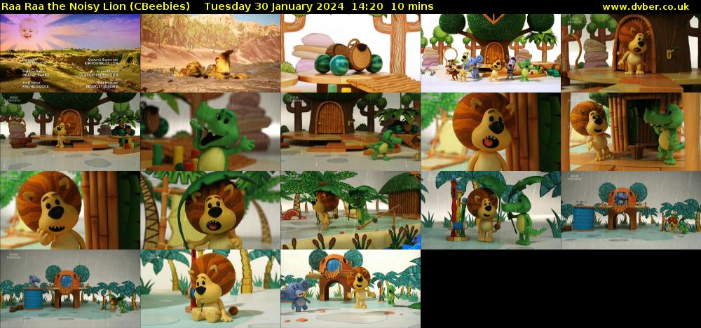 Raa Raa the Noisy Lion (CBeebies) Tuesday 30 January 2024 14:20 - 14:30