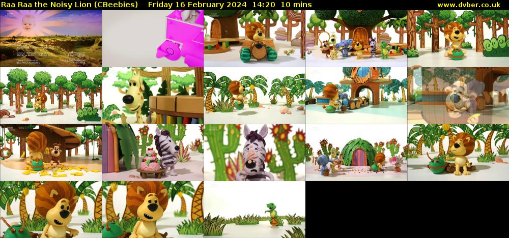 Raa Raa the Noisy Lion (CBeebies) Friday 16 February 2024 14:20 - 14:30