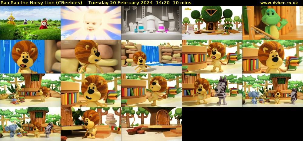 Raa Raa the Noisy Lion (CBeebies) Tuesday 20 February 2024 14:20 - 14:30