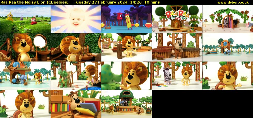 Raa Raa the Noisy Lion (CBeebies) Tuesday 27 February 2024 14:20 - 14:30