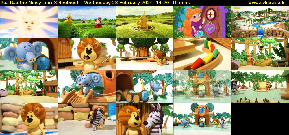 Raa Raa the Noisy Lion (CBeebies) Wednesday 28 February 2024 14:20 - 14:30