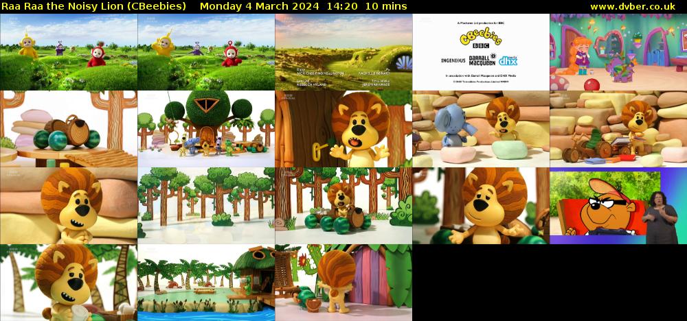Raa Raa the Noisy Lion (CBeebies) Monday 4 March 2024 14:20 - 14:30