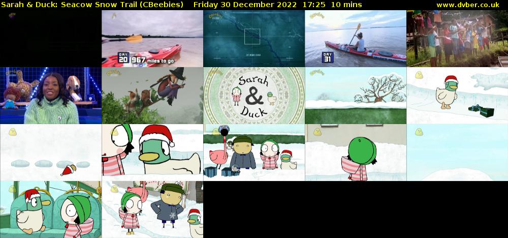 Sarah & Duck: Seacow Snow Trail (CBeebies) Friday 30 December 2022 17:25 - 17:35