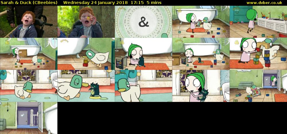 Sarah & Duck (CBeebies) Wednesday 24 January 2018 17:15 - 17:20