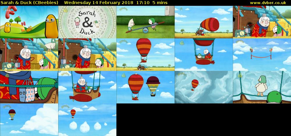 Sarah & Duck (CBeebies) Wednesday 14 February 2018 17:10 - 17:15