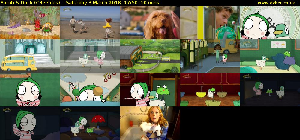Sarah & Duck (CBeebies) Saturday 3 March 2018 17:50 - 18:00