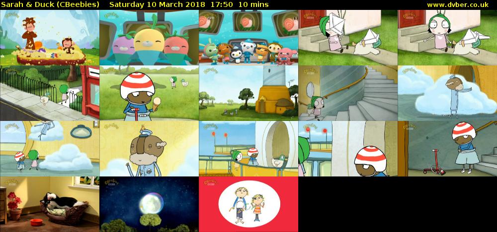 Sarah & Duck (CBeebies) Saturday 10 March 2018 17:50 - 18:00