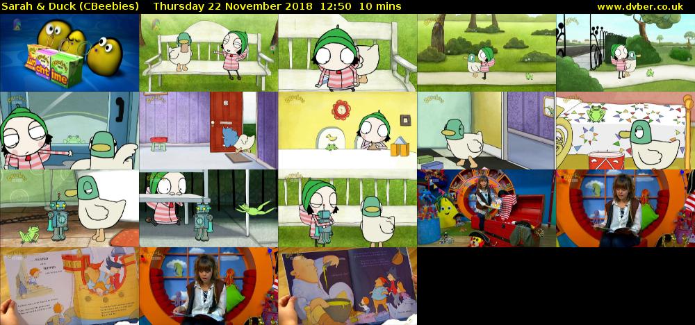 Sarah & Duck (CBeebies) Thursday 22 November 2018 12:50 - 13:00