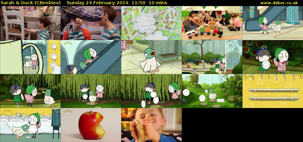 Sarah & Duck (CBeebies) Sunday 24 February 2019 11:50 - 12:00