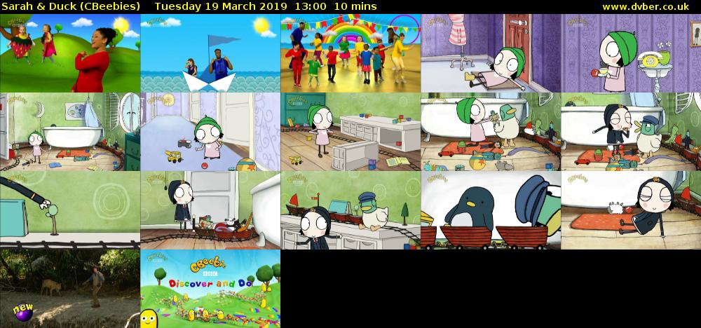 Sarah & Duck (CBeebies) Tuesday 19 March 2019 13:00 - 13:10