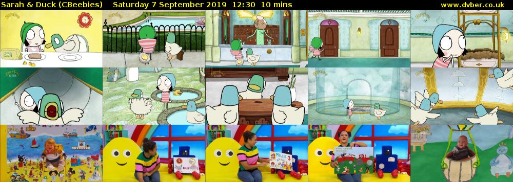 Sarah & Duck (CBeebies) Saturday 7 September 2019 12:30 - 12:40