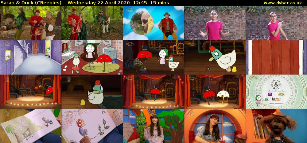 Sarah & Duck (CBeebies) Wednesday 22 April 2020 12:45 - 13:00