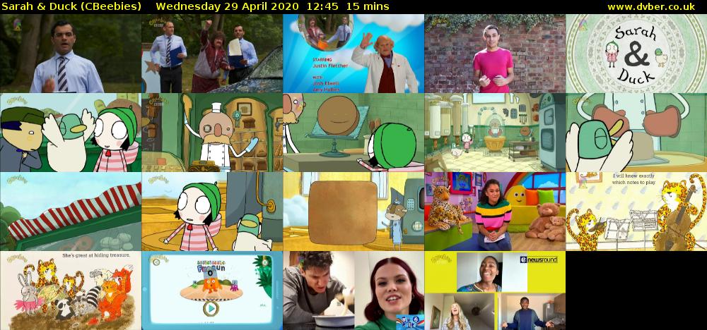 Sarah & Duck (CBeebies) Wednesday 29 April 2020 12:45 - 13:00