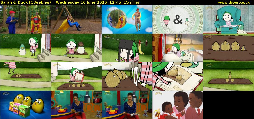 Sarah & Duck (CBeebies) Wednesday 10 June 2020 12:45 - 13:00