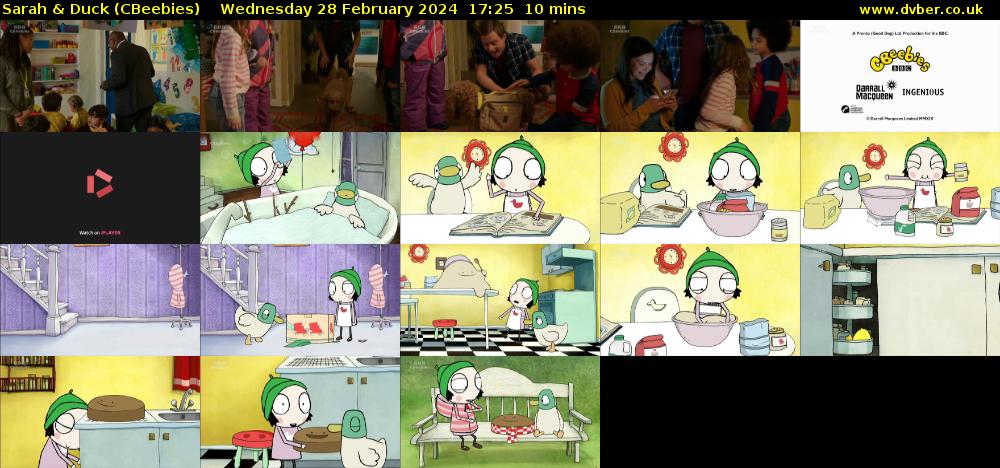 Sarah & Duck (CBeebies) Wednesday 28 February 2024 17:25 - 17:35