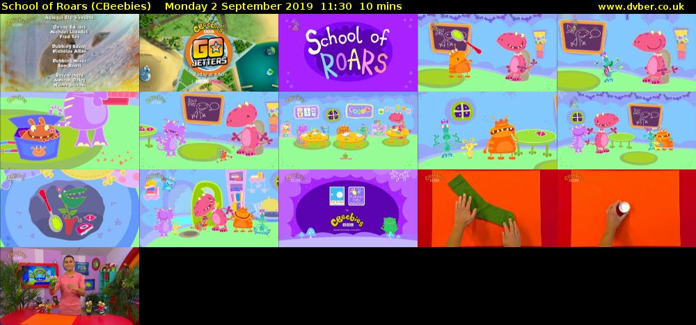 School of Roars (CBeebies) Monday 2 September 2019 11:30 - 11:40