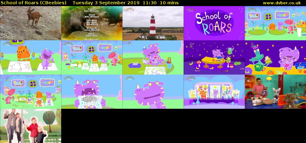 School of Roars (CBeebies) Tuesday 3 September 2019 11:30 - 11:40
