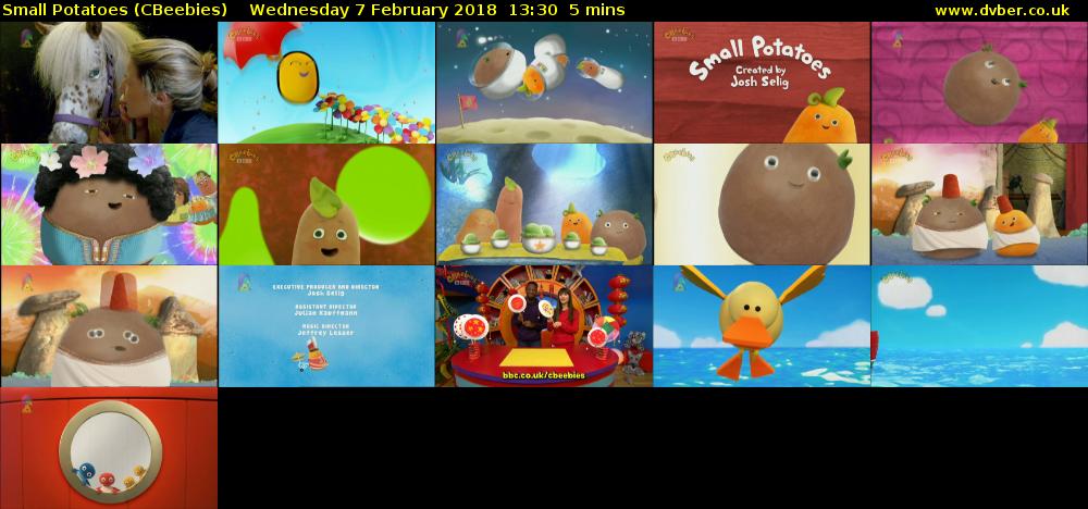 Small Potatoes (CBeebies) Wednesday 7 February 2018 13:30 - 13:35