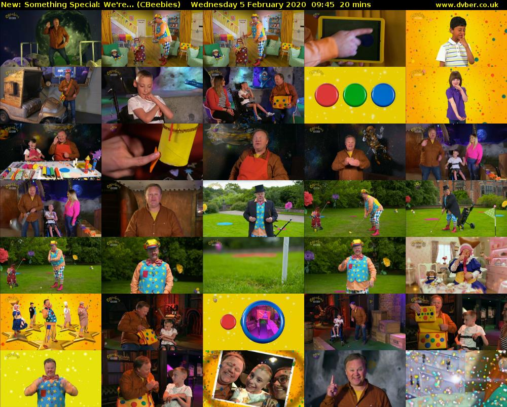 Something Special: We're... (CBeebies) Wednesday 5 February 2020 09:45 - 10:05