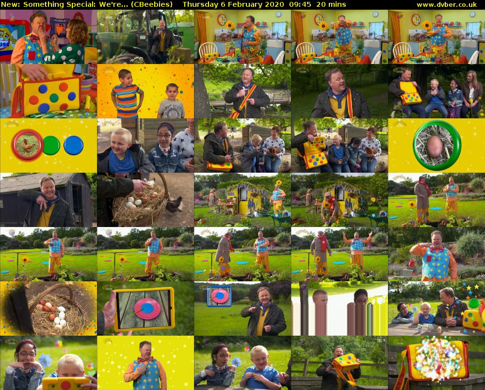 Something Special: We're... (CBeebies) Thursday 6 February 2020 09:45 - 10:05
