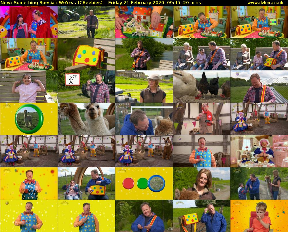 Something Special: We're... (CBeebies) Friday 21 February 2020 09:45 - 10:05