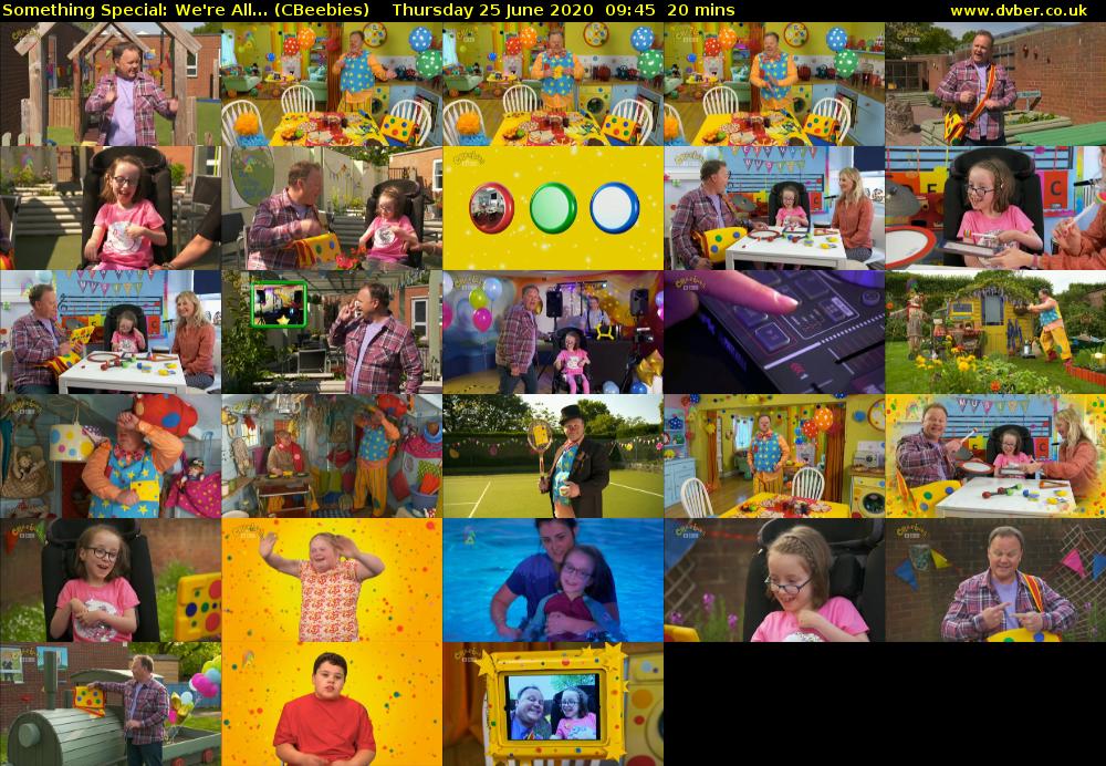 Something Special: We're All... (CBeebies) Thursday 25 June 2020 09:45 - 10:05