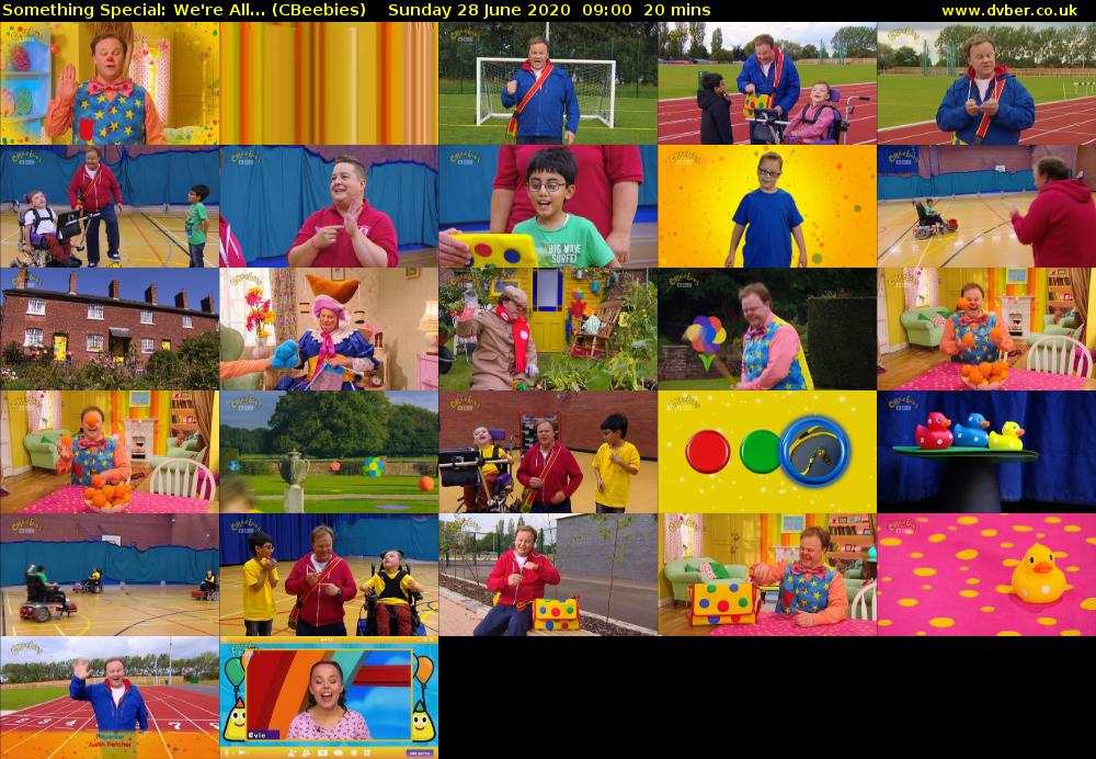 Something Special: We're All... (CBeebies) Sunday 28 June 2020 09:00 - 09:20