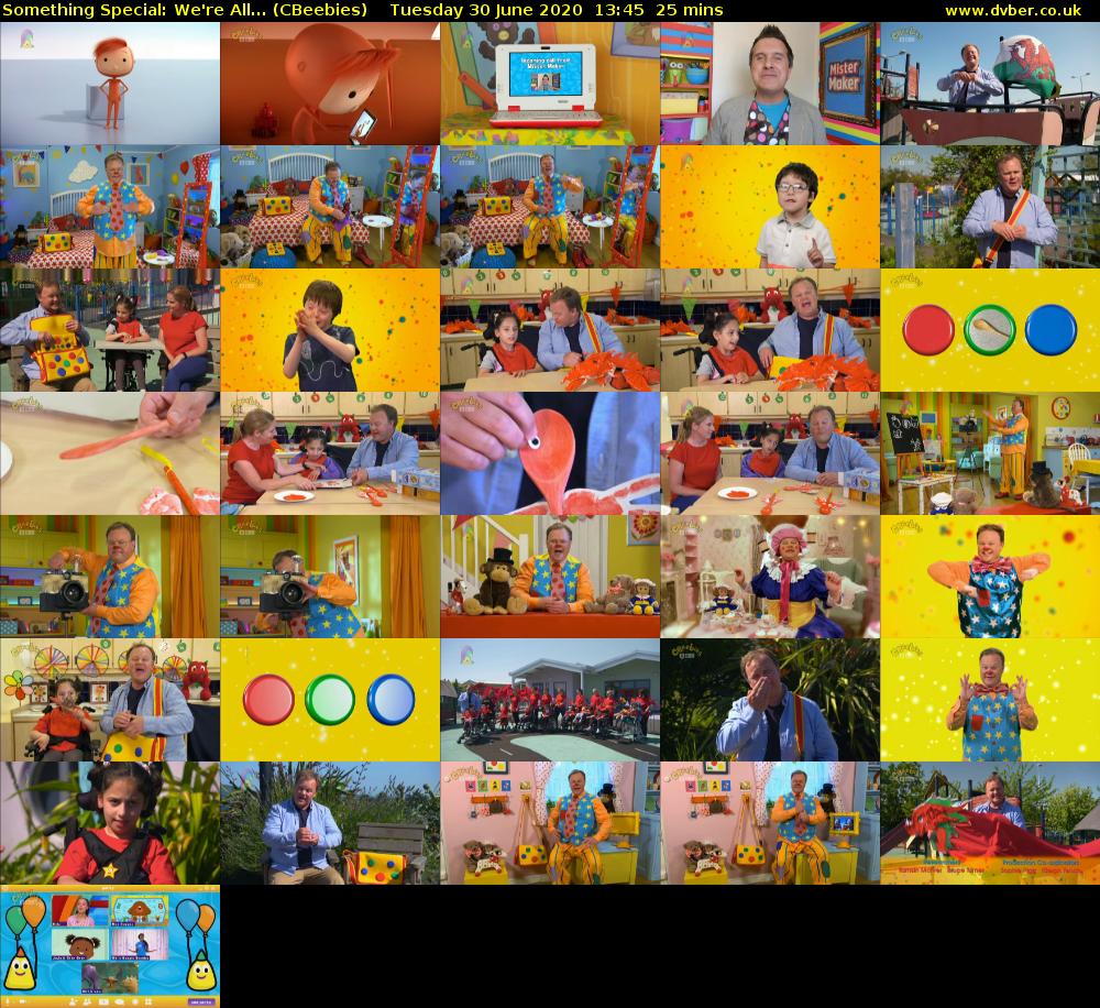Something Special: We're All... (CBeebies) Tuesday 30 June 2020 13:45 - 14:10