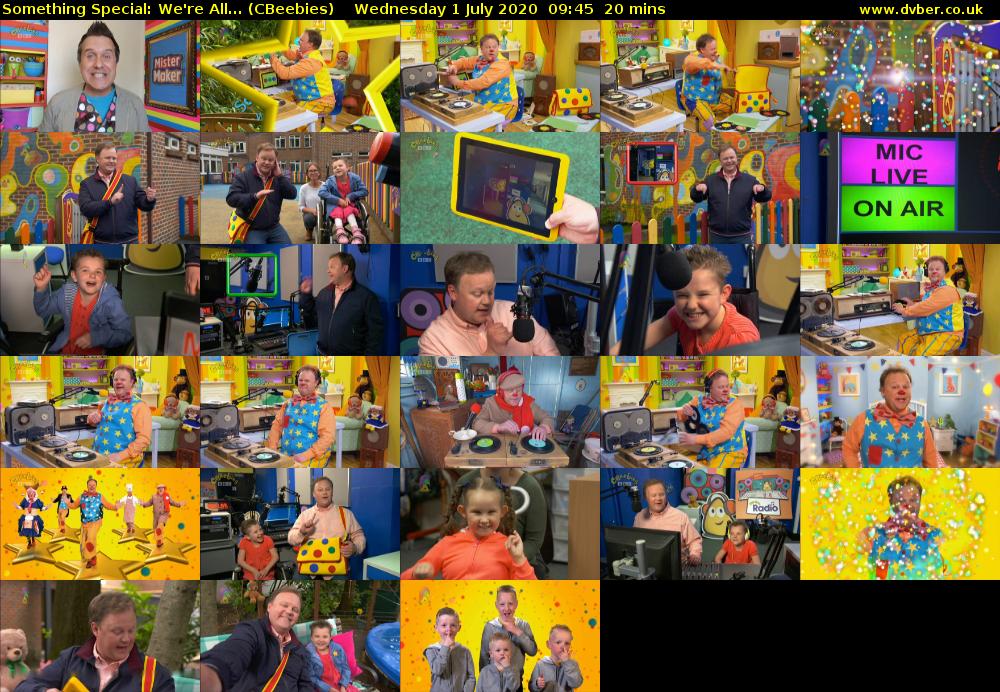 Something Special: We're All... (CBeebies) Wednesday 1 July 2020 09:45 - 10:05