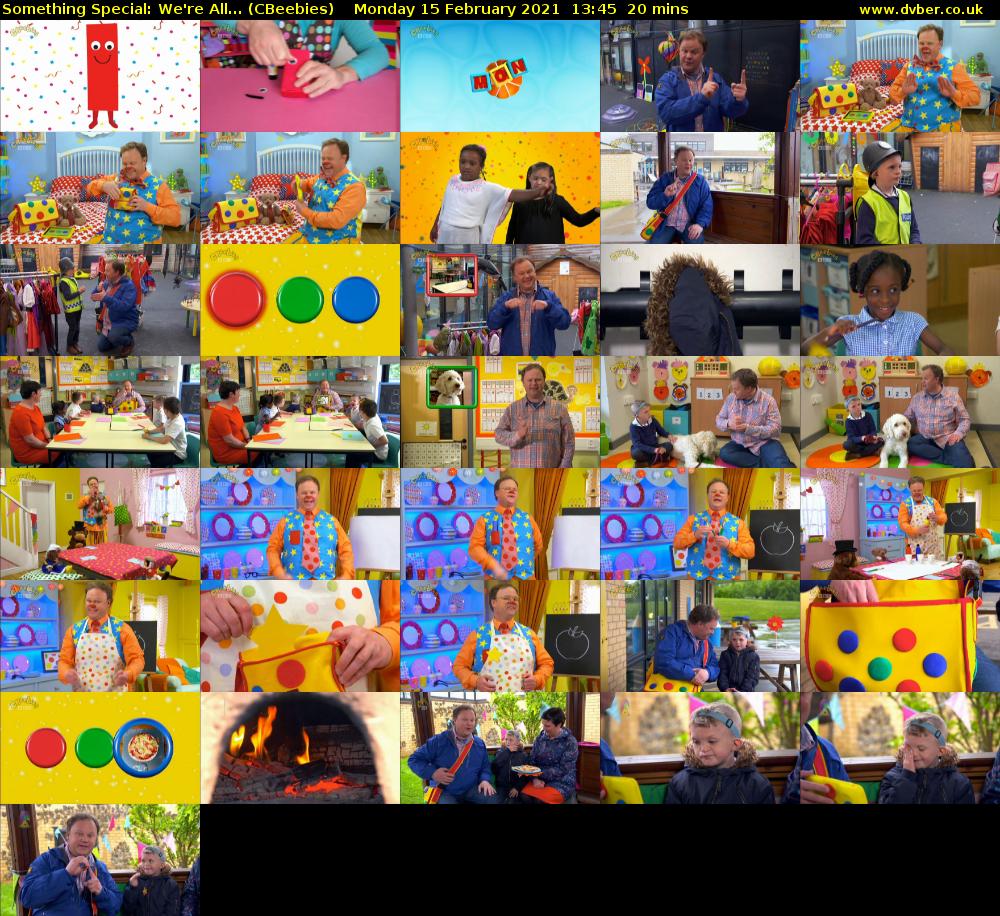 Something Special: We're All... (CBeebies) Monday 15 February 2021 13:45 - 14:05