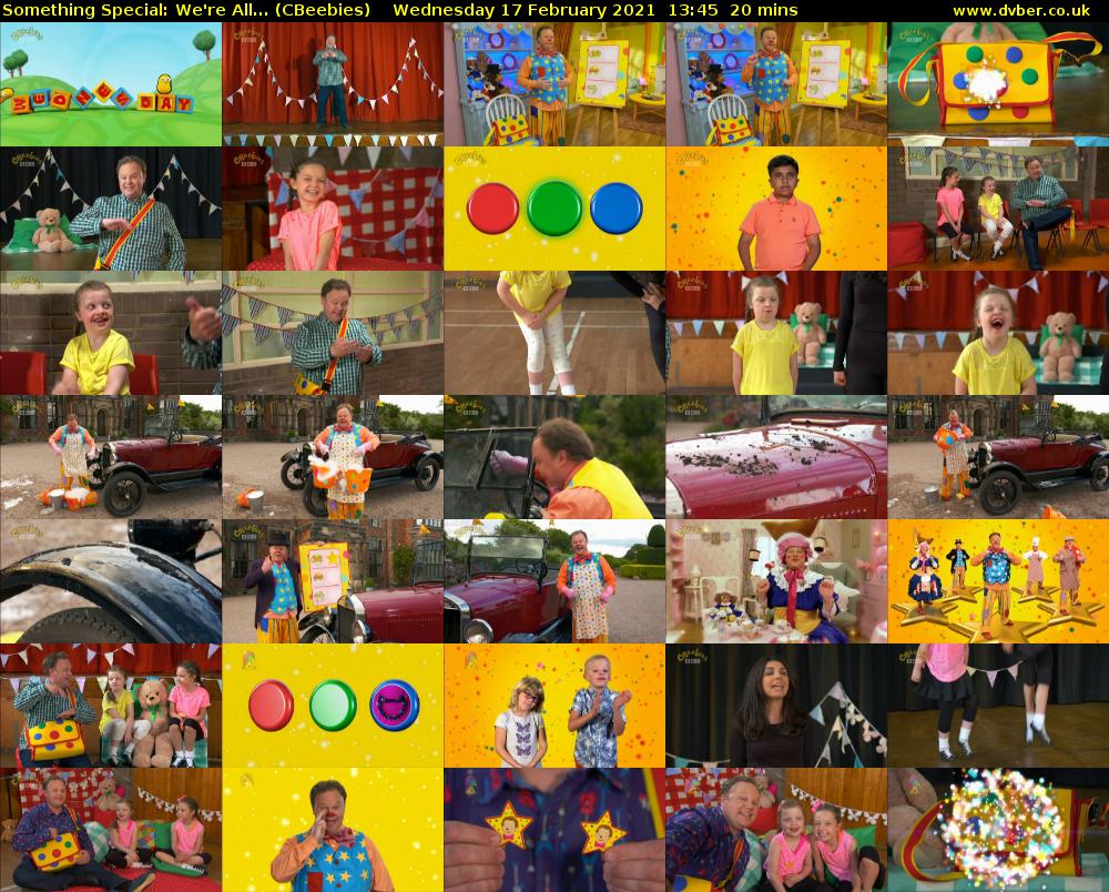 Something Special: We're All... (CBeebies) Wednesday 17 February 2021 13:45 - 14:05