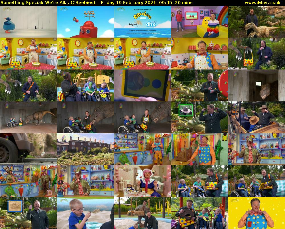 Something Special: We're All... (CBeebies) Friday 19 February 2021 09:45 - 10:05