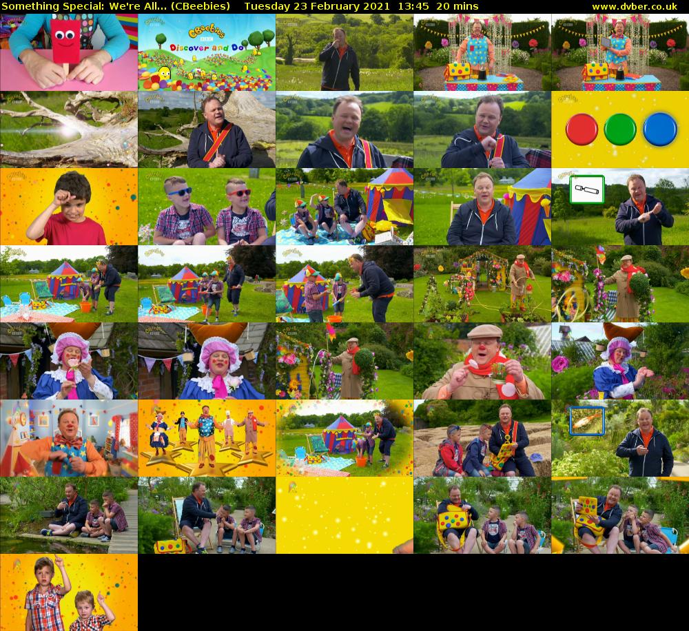 Something Special: We're All... (CBeebies) Tuesday 23 February 2021 13:45 - 14:05
