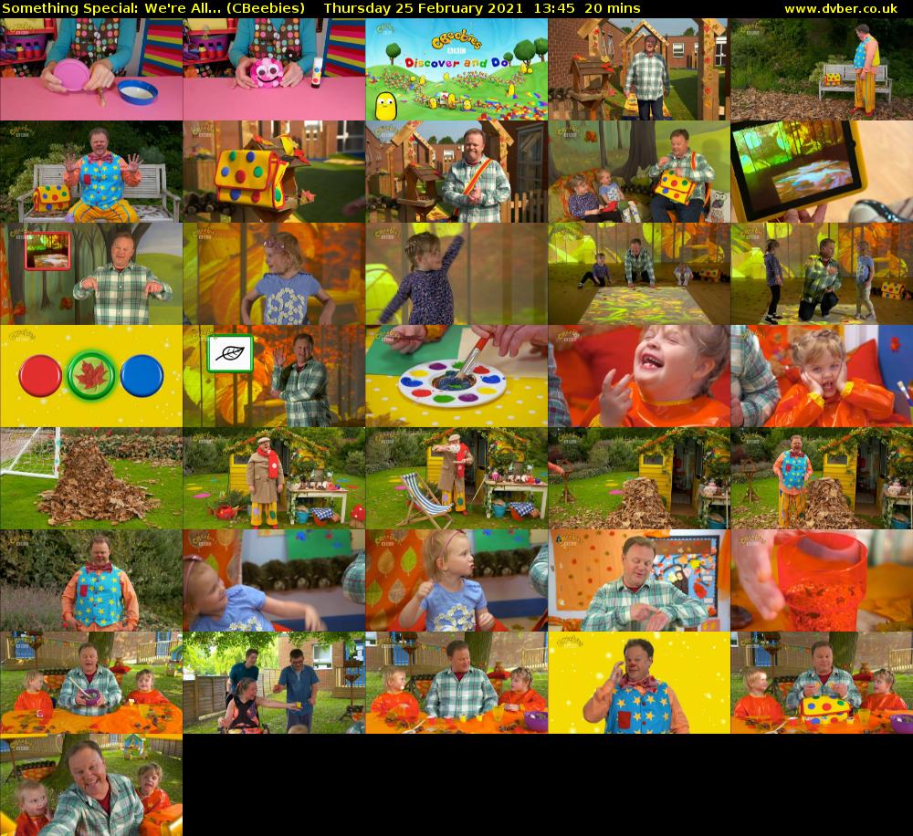 Something Special: We're All... (CBeebies) Thursday 25 February 2021 13:45 - 14:05