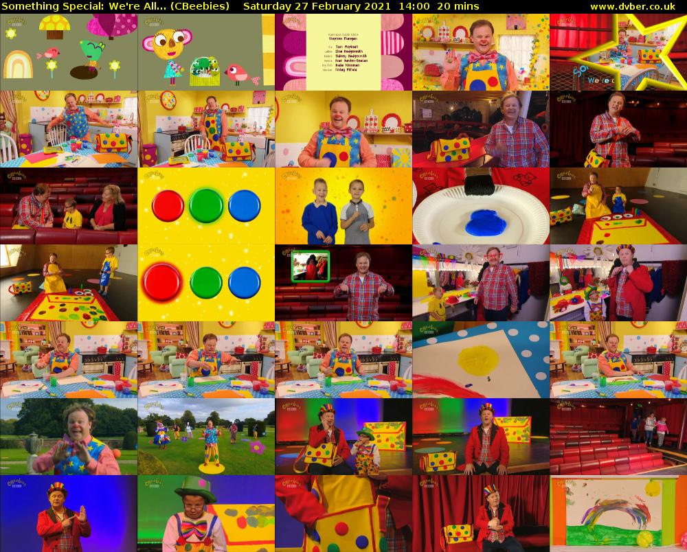 Something Special: We're All... (CBeebies) Saturday 27 February 2021 14:00 - 14:20