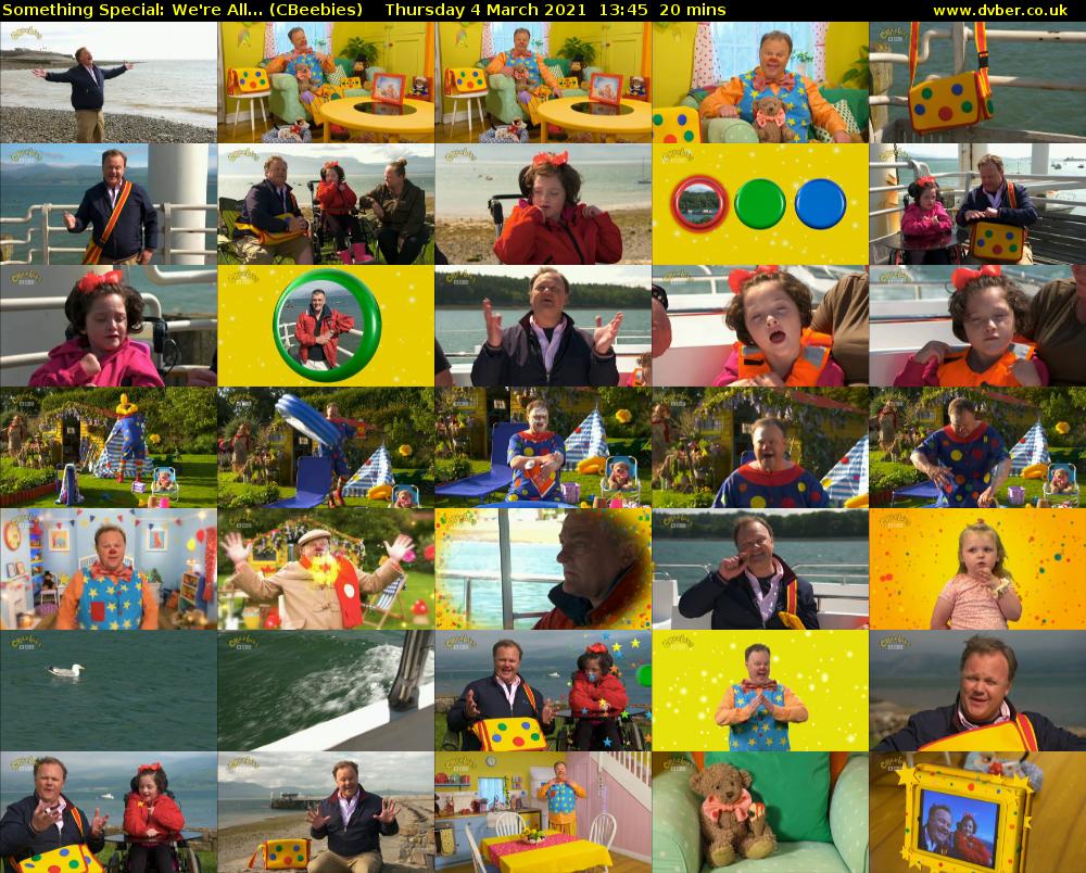 Something Special: We're All... (CBeebies) Thursday 4 March 2021 13:45 - 14:05