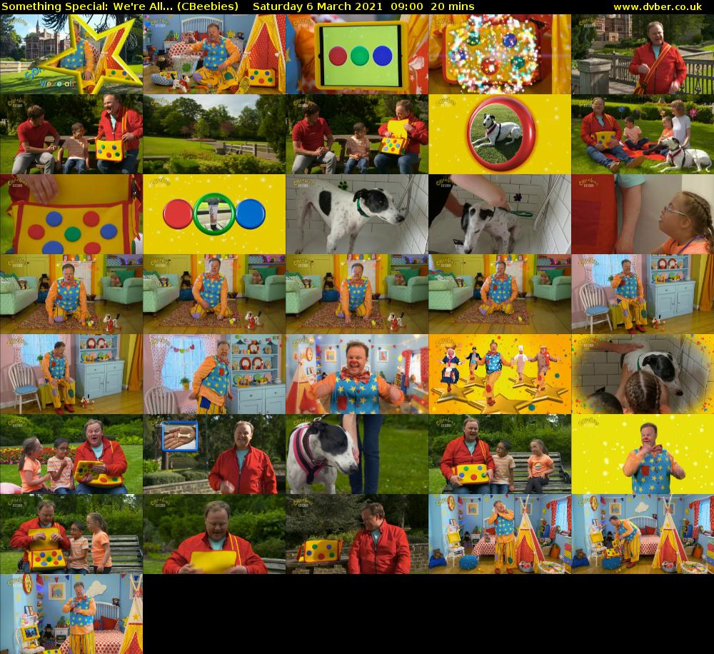 Something Special: We're All... (CBeebies) Saturday 6 March 2021 09:00 - 09:20