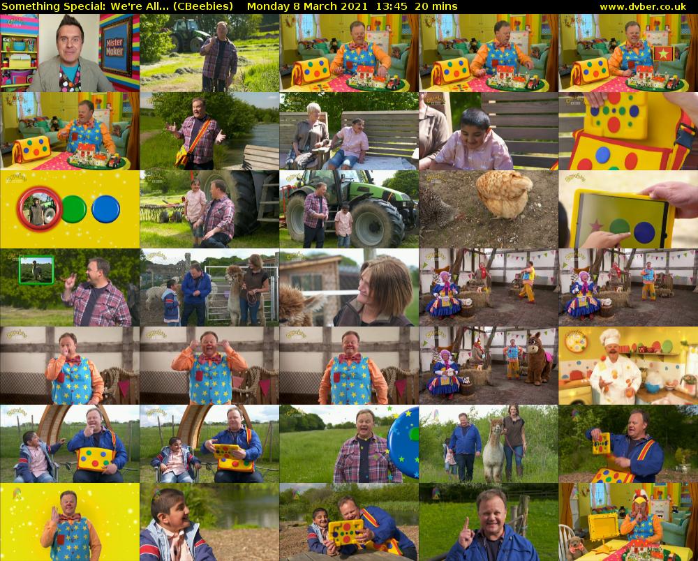 Something Special: We're All... (CBeebies) Monday 8 March 2021 13:45 - 14:05