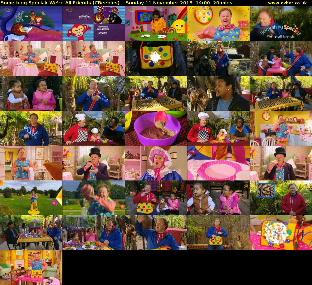 Something Special: We're All Friends (CBeebies) Sunday 11 November 2018 14:00 - 14:20